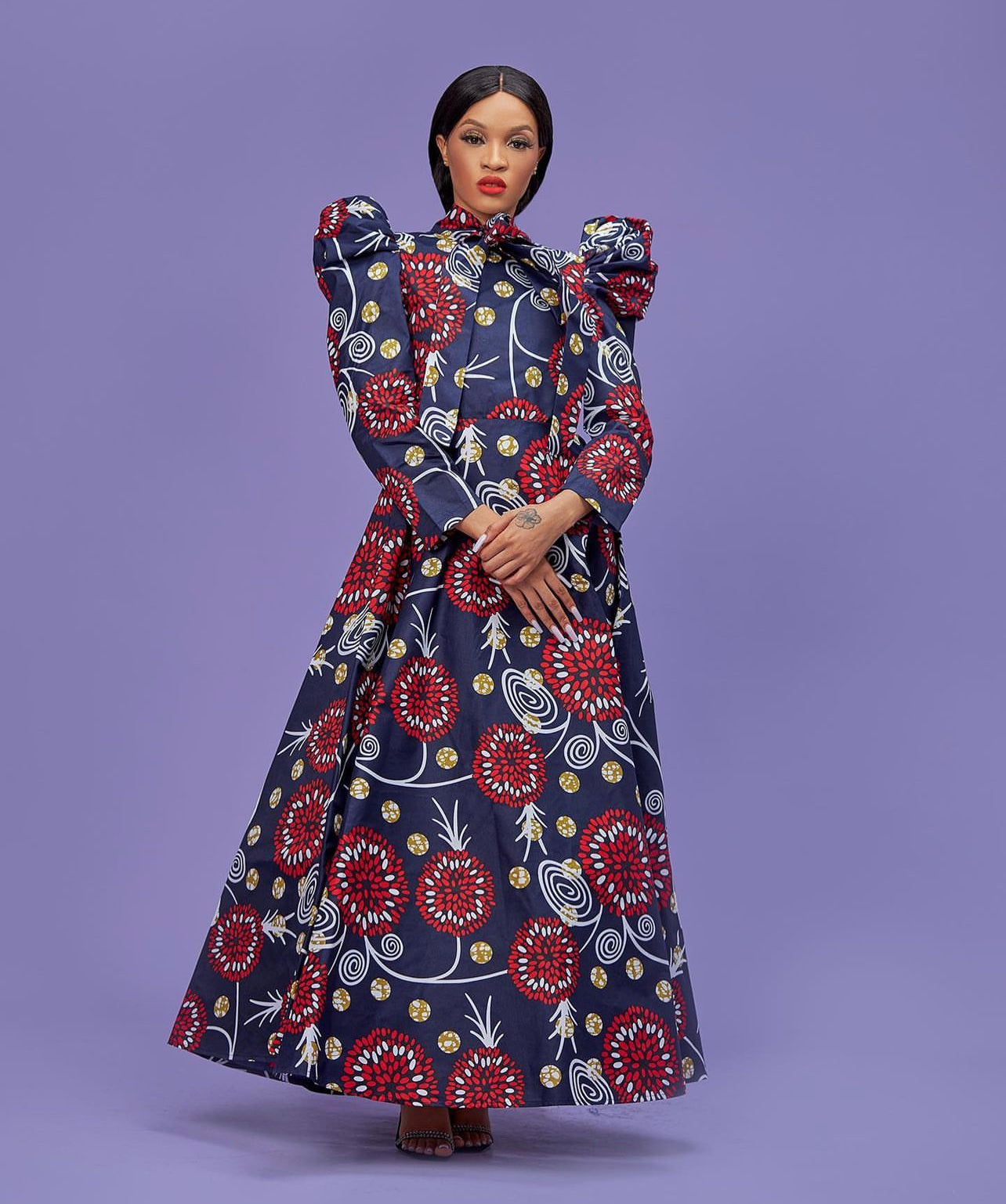 Pussy-Bow Ankara Dress