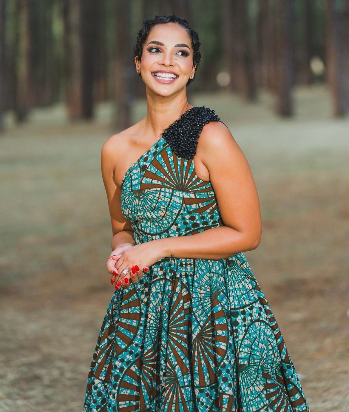 Ankara One-Shoulder Dress