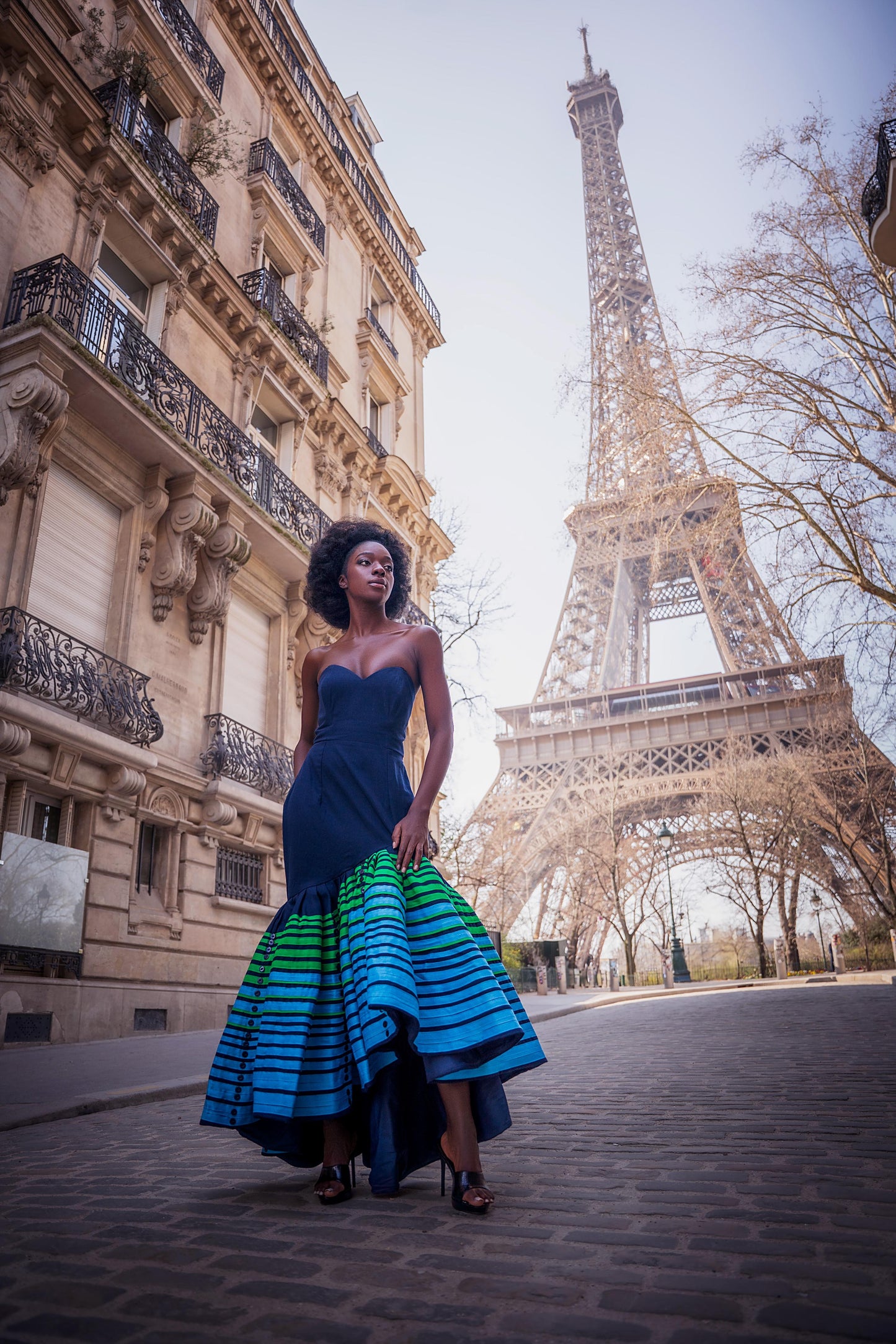 Navy Mbaco Dress With Doek