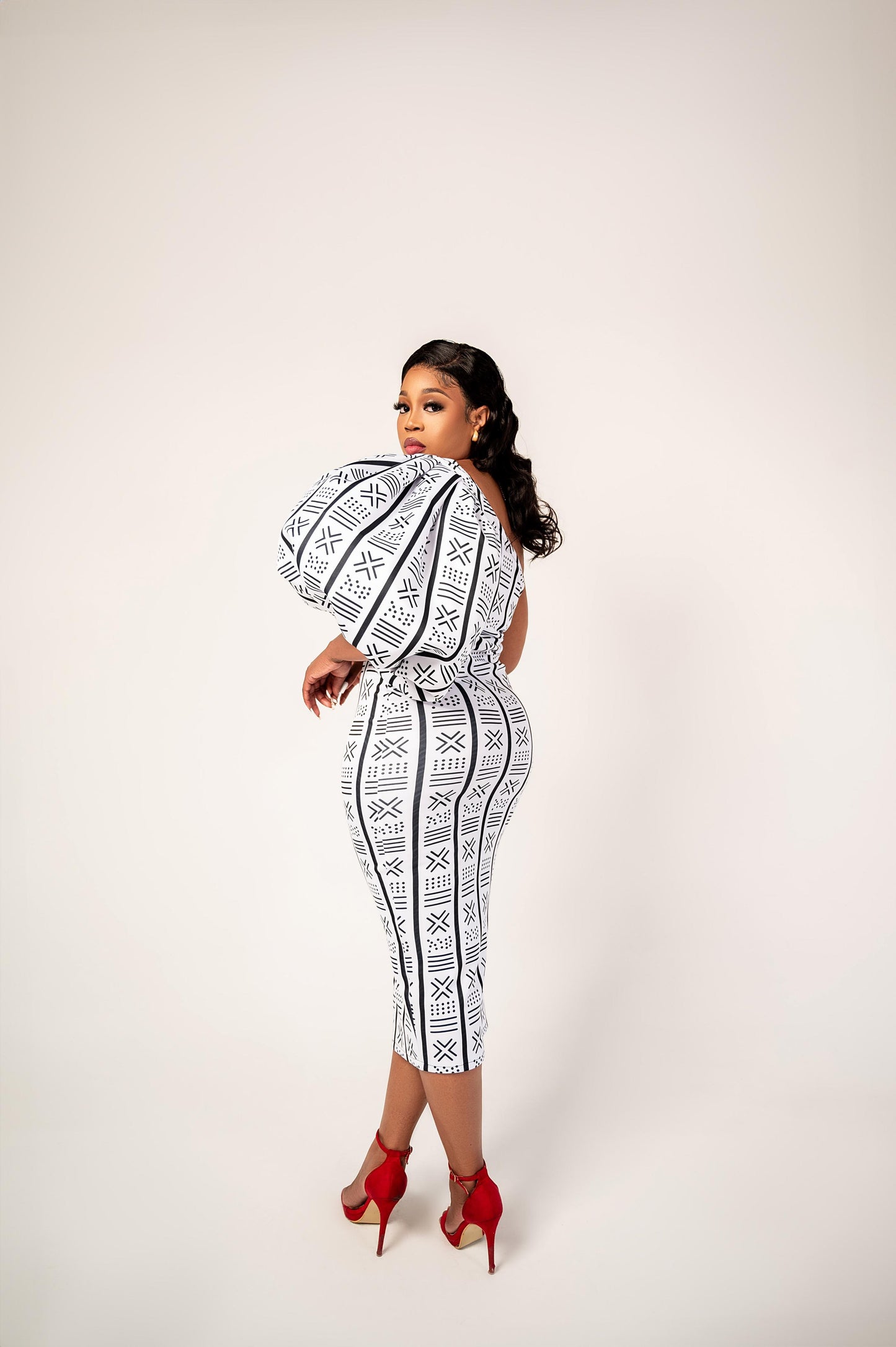 Monochrome Chwayita One-Shoulder Dress