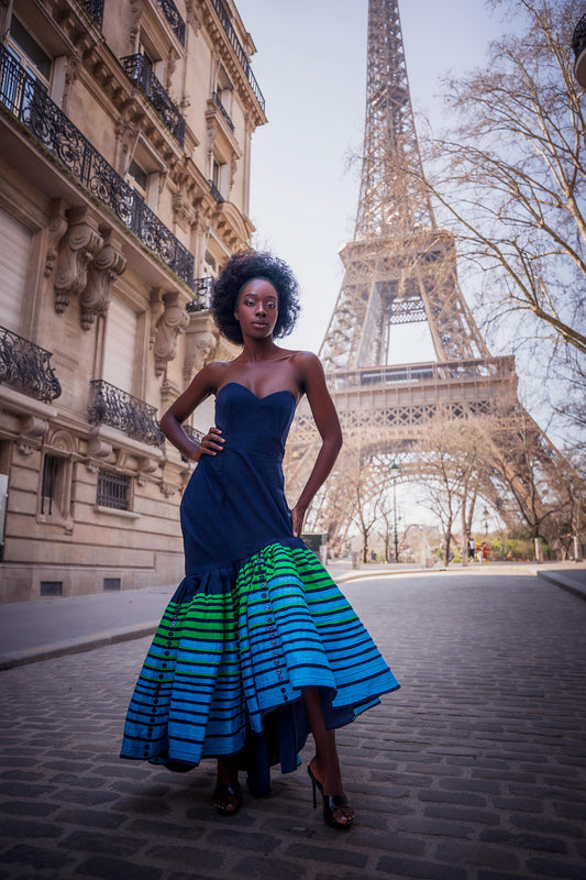 Navy Mbaco Dress With Doek