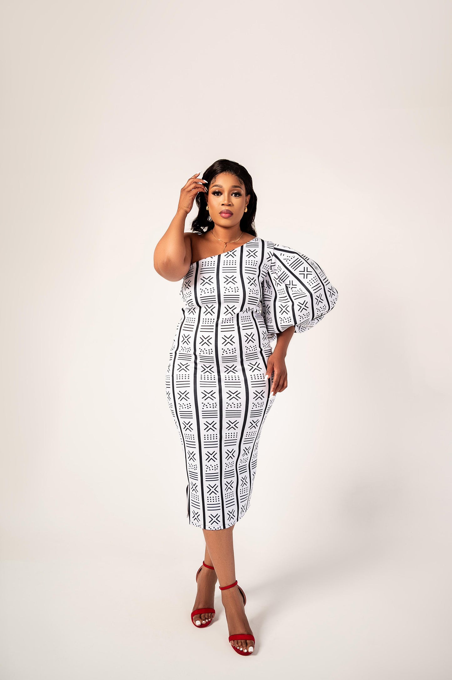 Monochrome Chwayita One-Shoulder Dress