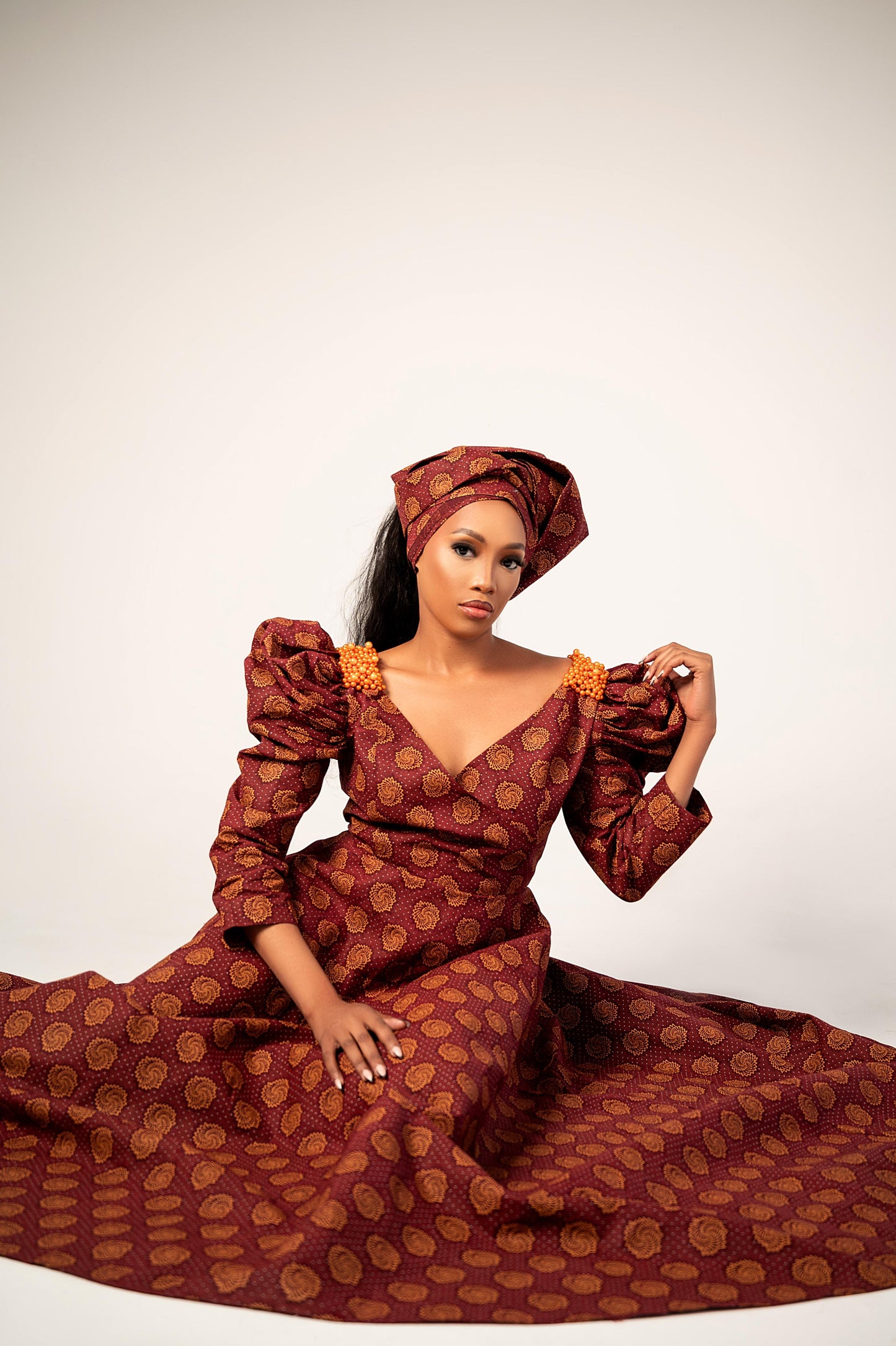 Maroon Ande Shweshwe Dress