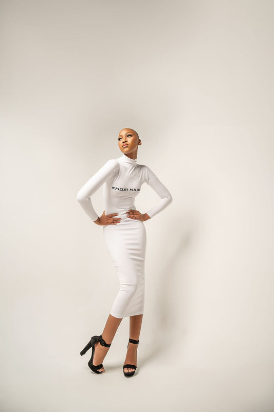 White KN Poloneck Dress
